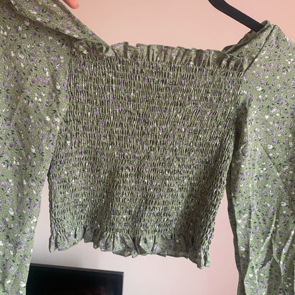 Green floral cropped shirt - Picture 2 of 2